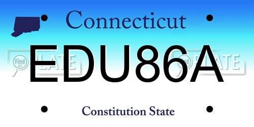 EDU86A Connecticut License Plate