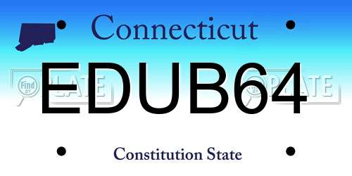 EDUB64 Connecticut License Plate