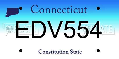 EDV554 Connecticut License Plate