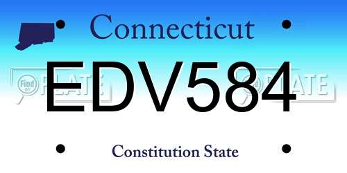 EDV584 Connecticut License Plate