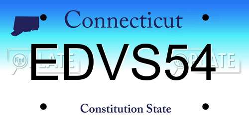 EDVS54 Connecticut License Plate