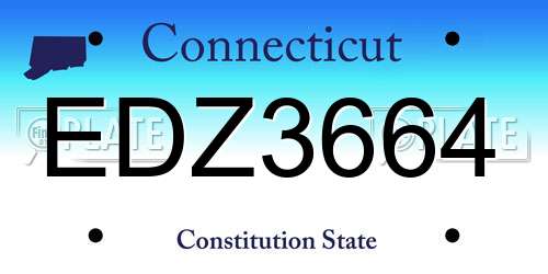 EDZ3664 Connecticut License Plate
