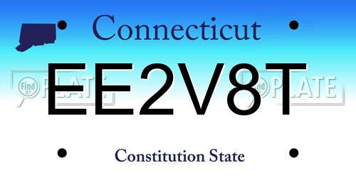 EE2V8T Connecticut License Plate