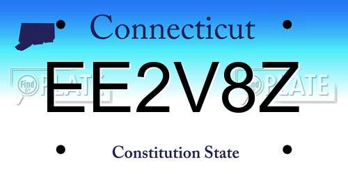 EE2V8Z Connecticut License Plate