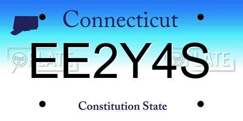 EE2Y4S Connecticut License Plate