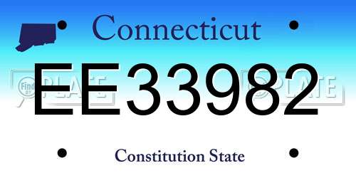 EE33982 Connecticut License Plate
