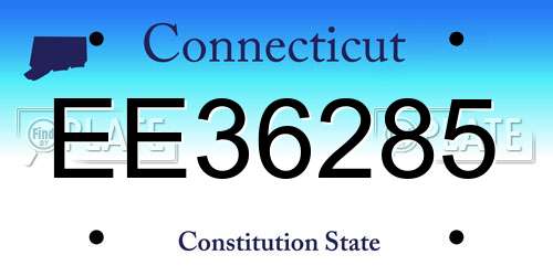 EE36285 Connecticut License Plate