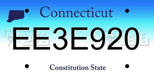 EE3E920 Connecticut License Plate