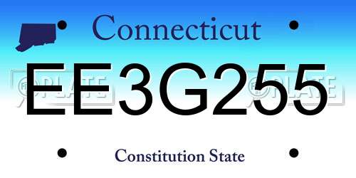 EE3G255 Connecticut License Plate