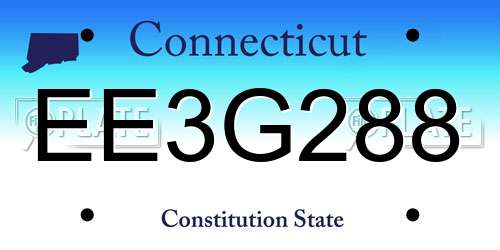 EE3G288 Connecticut License Plate