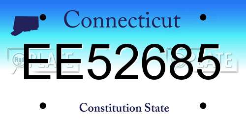 EE52685 Connecticut License Plate