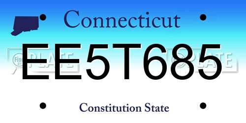 EE5T685 Connecticut License Plate