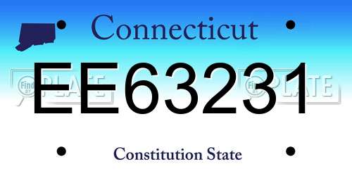 EE63231 Connecticut License Plate