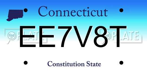 EE7V8T Connecticut License Plate