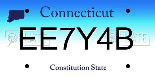 EE7Y4B Connecticut License Plate