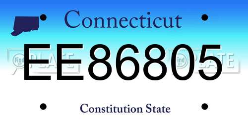 EE86805 Connecticut License Plate