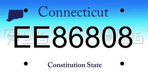 EE86808 Connecticut License Plate