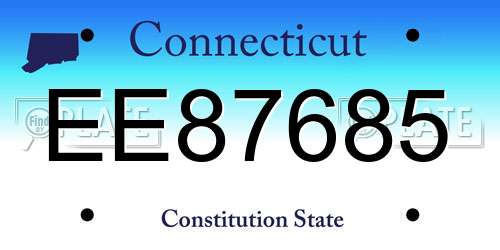 EE87685 Connecticut License Plate