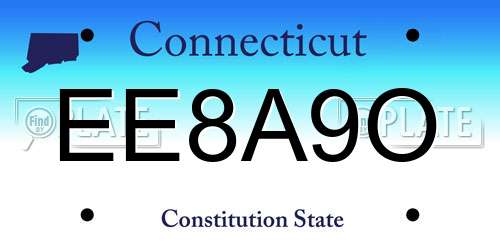 EE8A9O Connecticut License Plate