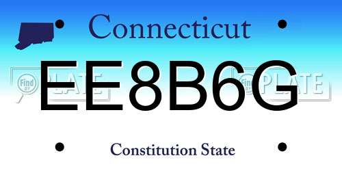 EE8B6G Connecticut License Plate