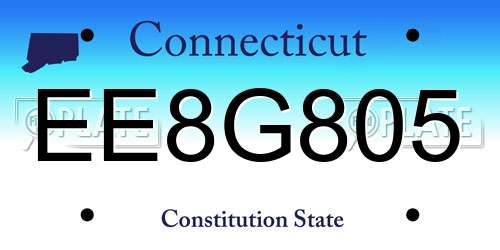 EE8G805 Connecticut License Plate