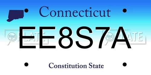 EE8S7A Connecticut License Plate