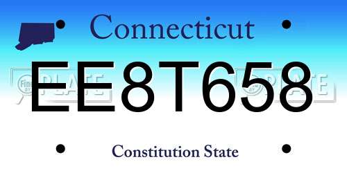 EE8T658 Connecticut License Plate