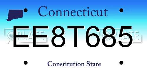 EE8T685 Connecticut License Plate