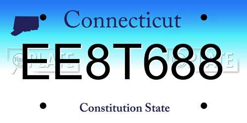 EE8T688 Connecticut License Plate