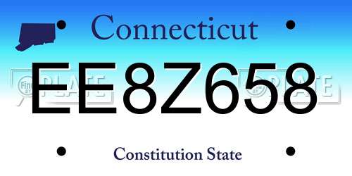 EE8Z658 Connecticut License Plate