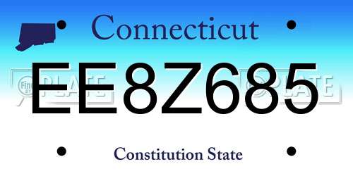 EE8Z685 Connecticut License Plate