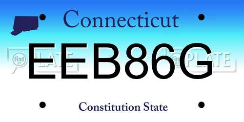 EEB86G Connecticut License Plate