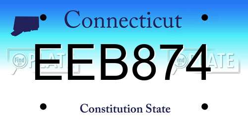 EEB874 Connecticut License Plate