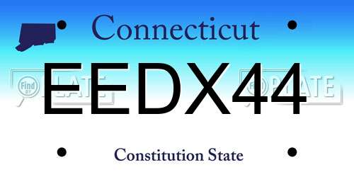 EEDX44 Connecticut License Plate