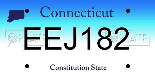 EEJ182 Connecticut License Plate