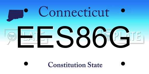 EES86G Connecticut License Plate