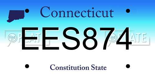 EES874 Connecticut License Plate