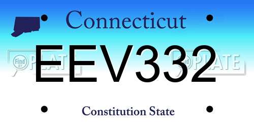 EEV332 Connecticut License Plate