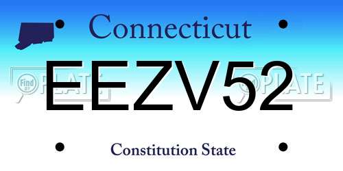 EEZV52 Connecticut License Plate