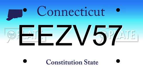 EEZV57 Connecticut License Plate