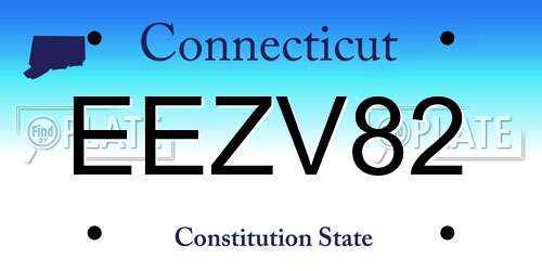 EEZV82 Connecticut License Plate
