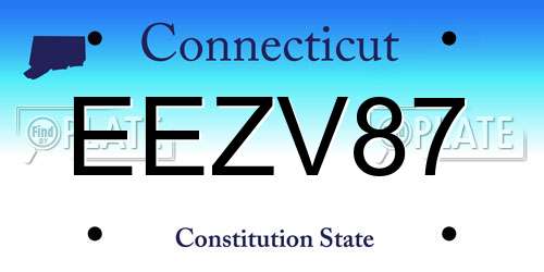 EEZV87 Connecticut License Plate