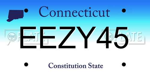 EEZY45 Connecticut License Plate
