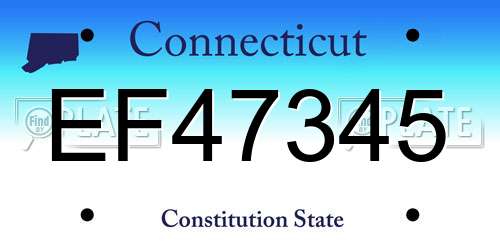 EF47345 Connecticut License Plate