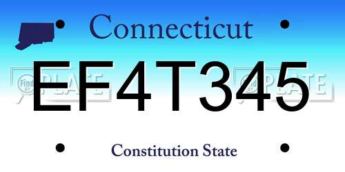 EF4T345 Connecticut License Plate