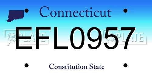 EFL0957 Connecticut License Plate