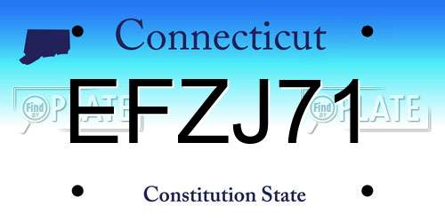 EFZJ71 Connecticut License Plate