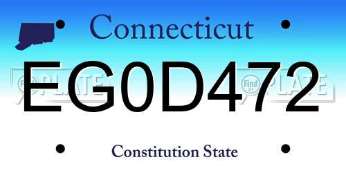 EG0D472 Connecticut License Plate