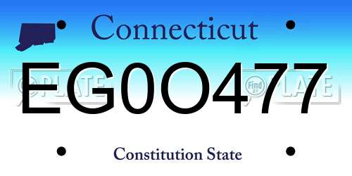 EG0O477 Connecticut License Plate