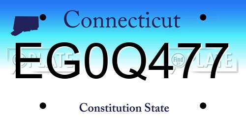 EG0Q477 Connecticut License Plate
